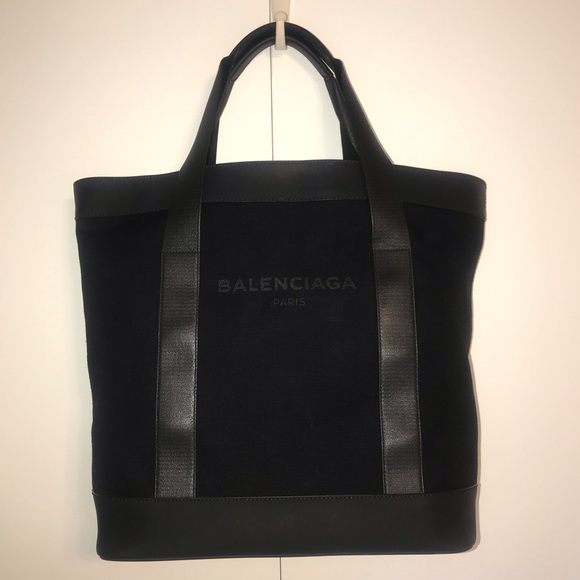 Balenciaga Handbags - BALENCIAGA Black Canvas & Leather Tote Bag